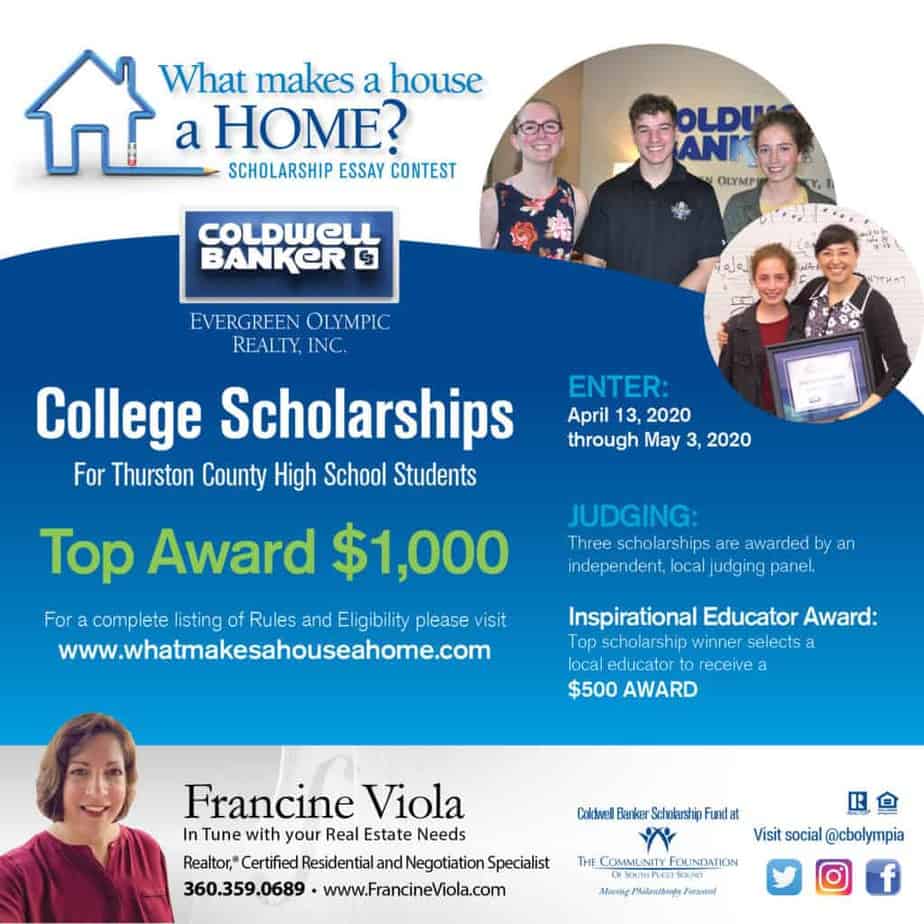 College scholarship contest for 2020 by Coldwell Banker Evergreen Olympic Realty