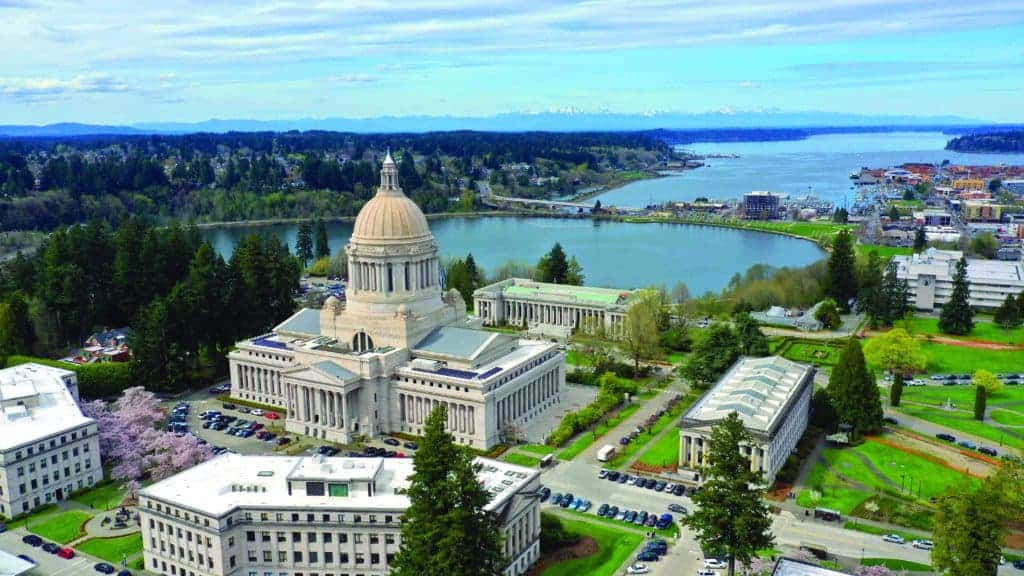 Aerial of capitol dome olympia wa